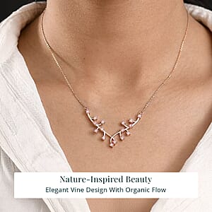 Luxuriant Lab Grown Pink Diamond (IR) VS 1.00 ctw Vines Necklace in 18K Vermeil Rose Gold Over Sterling Silver 18 Inches