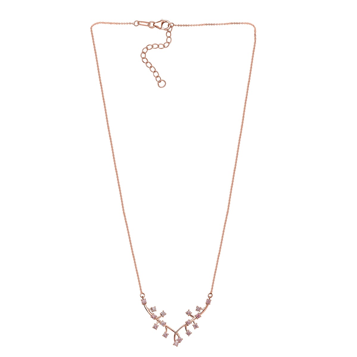 Luxuriant Lab Grown Pink Diamond VS 1.00 ctw Vines Necklace in 18K Vermeil Rose Gold Over Sterling Silver 18 Inches image number 3