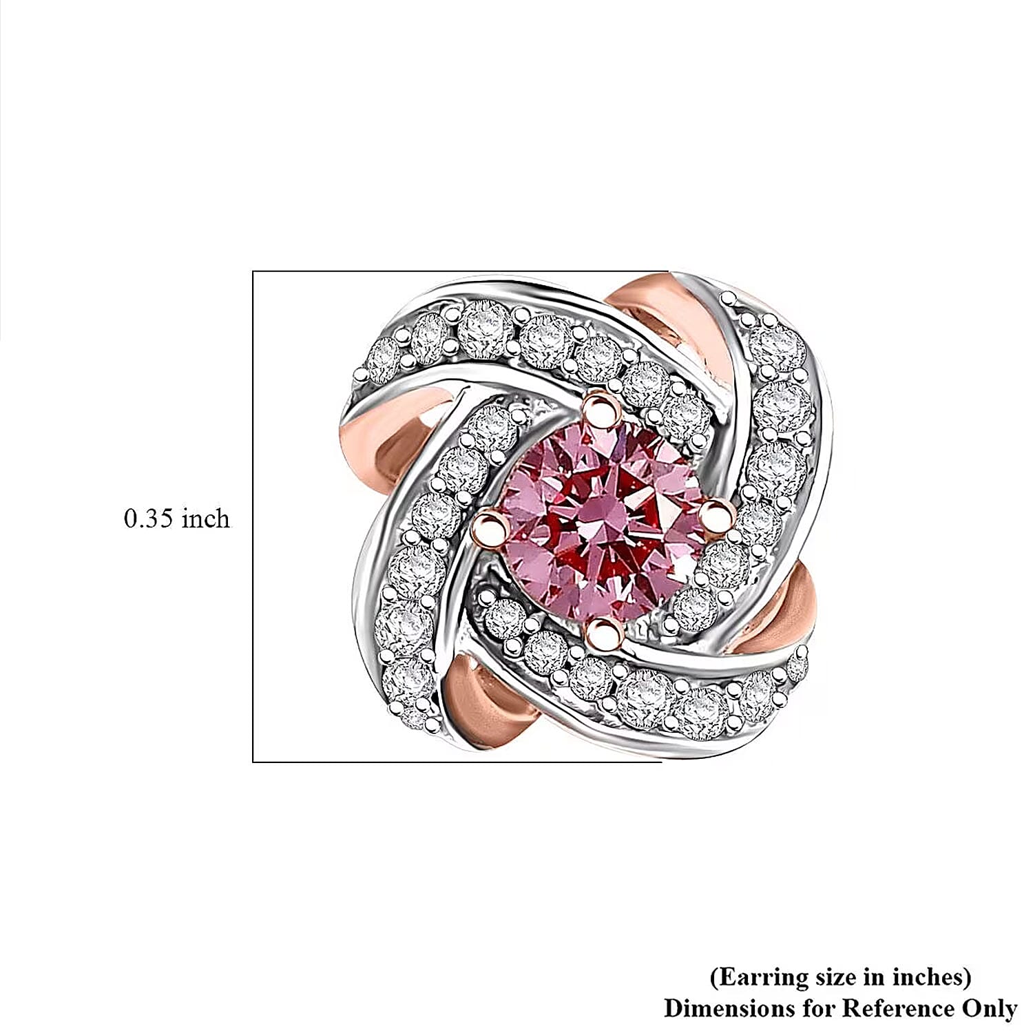 Luxuriant Lab Grown Pink Diamond VS and Lab Grown Diamond 0.50 ctw Love Knot Earrings in 18K Vermeil Rose Gold Over Sterling Silver 