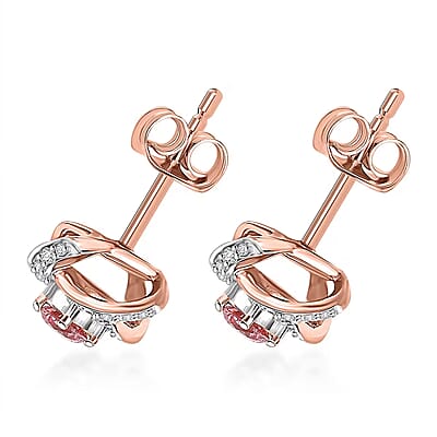 Luxuriant Lab Grown Pink Diamond VS and Lab Grown Diamond 0.50 ctw Love Knot Earrings in 18K Vermeil Rose Gold Over Sterling Silver