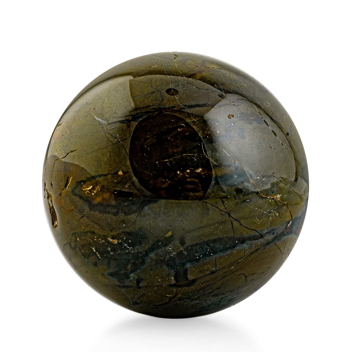 Multi Jasper Sphere -L Approx 2948ctw with Free Wood Stand 10 image number 0
