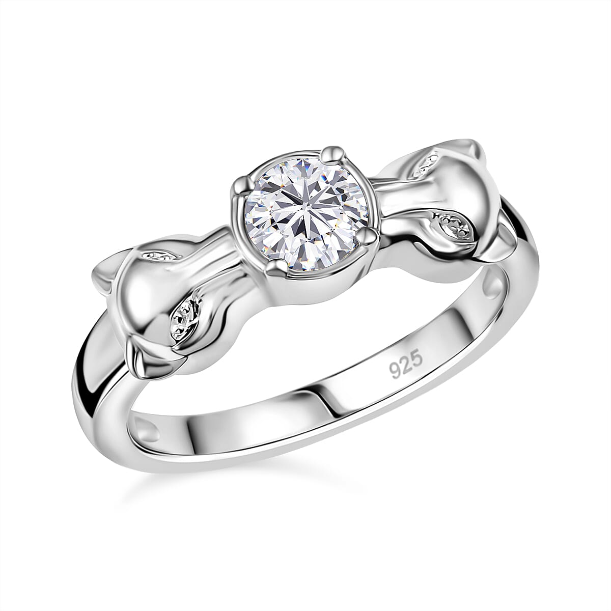 Moissanite 0.50 ctw Ring in Rhodium Over Sterling Silver (Size 8.0)