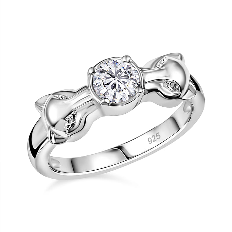 Moissanite 0.50 ctw Ring in Rhodium Over Sterling Silver (Size 8.0)