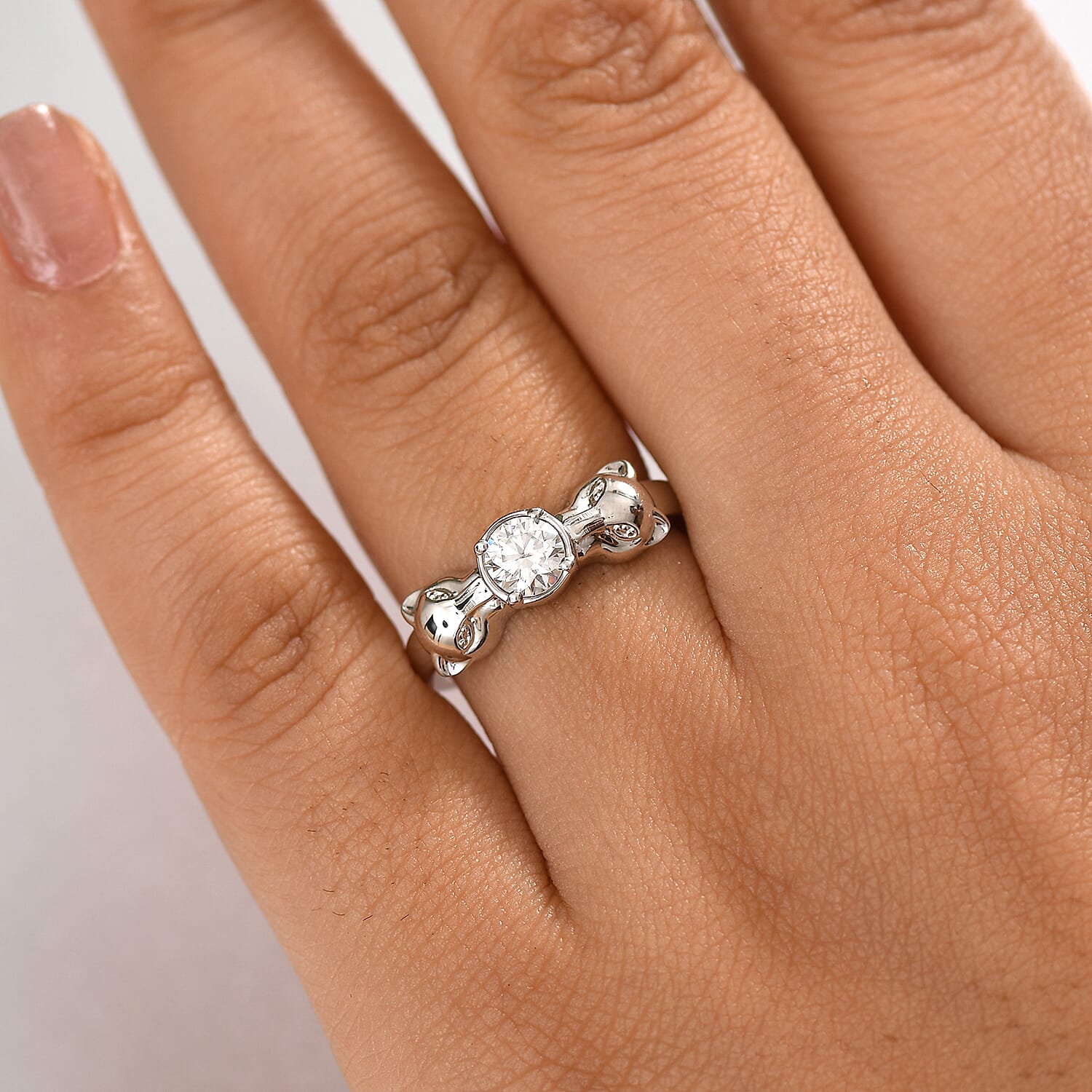 Moissanite 0.50 ctw Ring in Rhodium Over Sterling Silver (Size 8.0)