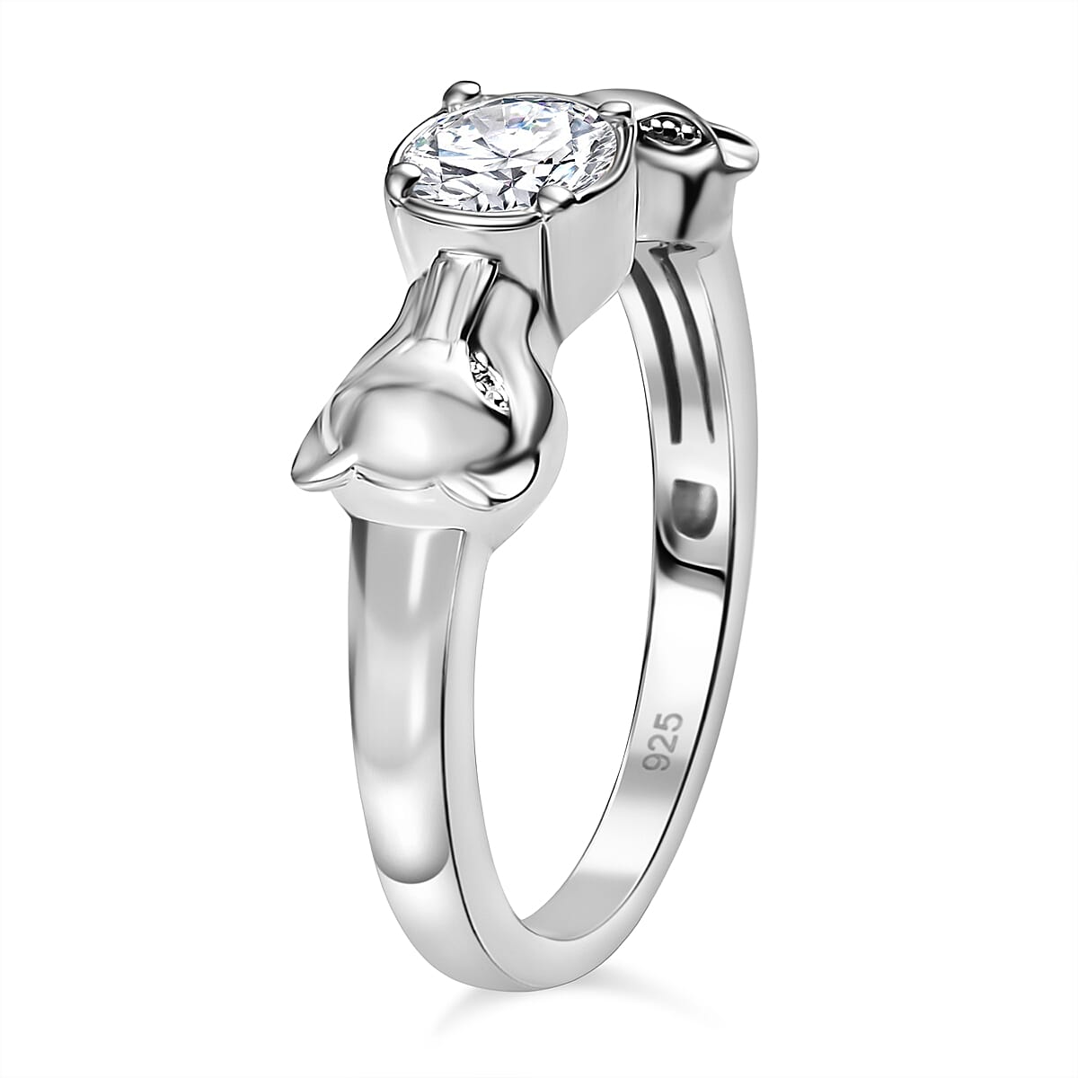 Moissanite 0.50 ctw Ring in Rhodium Over Sterling Silver (Size 8.0)