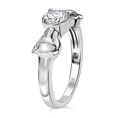 Moissanite 0.50 ctw Ring in Rhodium Over Sterling Silver (Size 8.0)