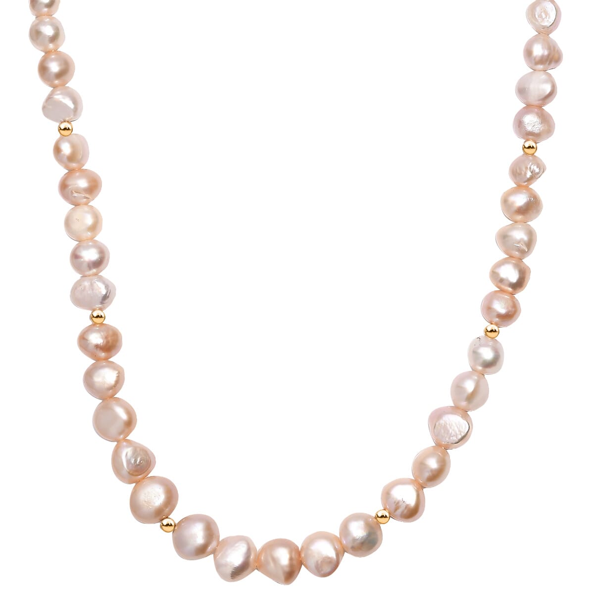 Peach Freshwater Pearl Potato Shape Necklace in 18K Vermeil Yellow Gold Over Sterling Silver 18 Inches image number 0
