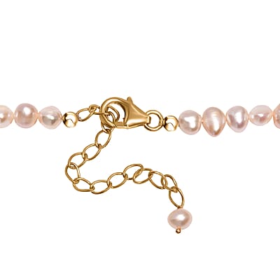 Peach Freshwater Pearl Potato Shape Necklace in 18K Vermeil Yellow Gold Over Sterling Silver 18 Inches