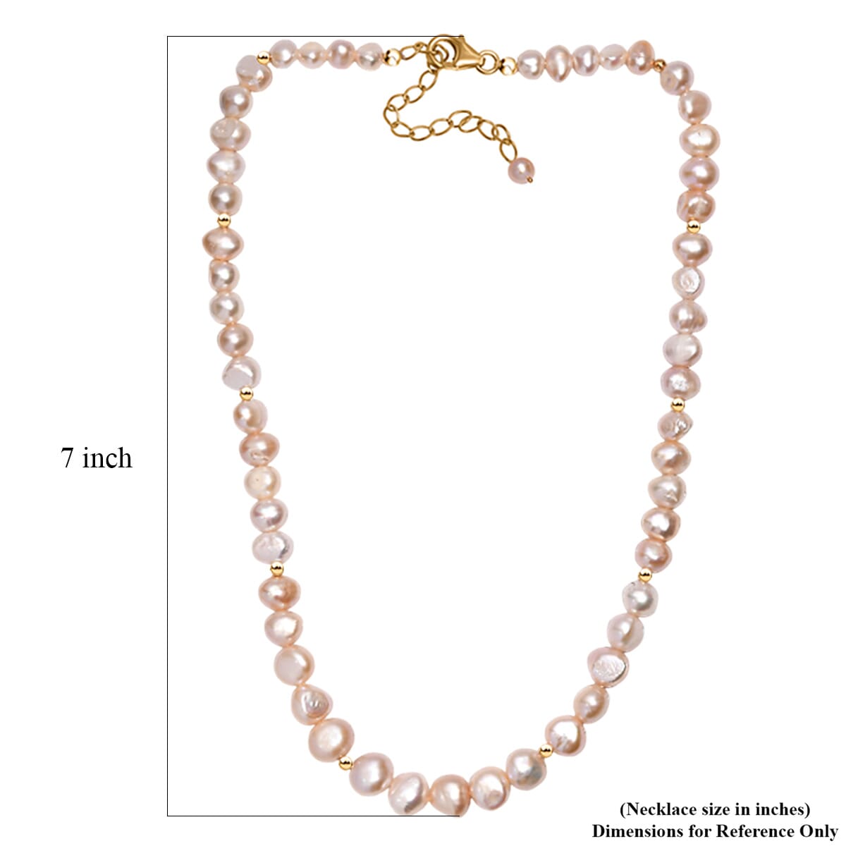 Peach Freshwater Pearl Potato Shape Necklace in 18K Vermeil Yellow Gold Over Sterling Silver 18 Inches image number 5
