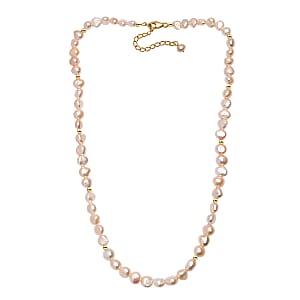 Peach Freshwater Pearl Fancy Necklace in 18K Vermeil Yellow Gold Over Sterling Silver 18 Inches