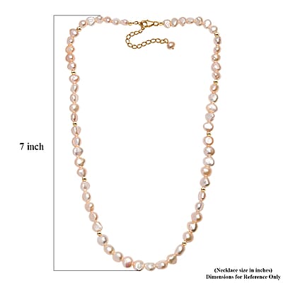 GCS Peach Freshwater Pearl Fancy Necklace in 18K Vermeil Yellow Gold Over Sterling Silver 18 Inches