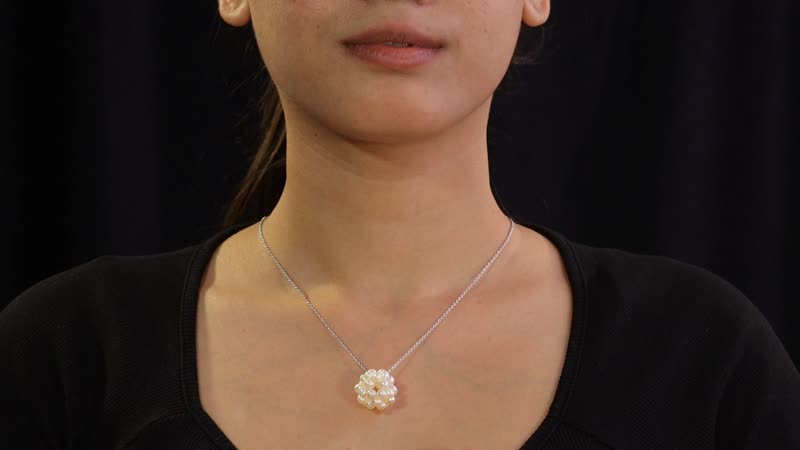 Freshwater Pearl Floral Necklace in Rhodium Over Sterling Silver 20 Inches
