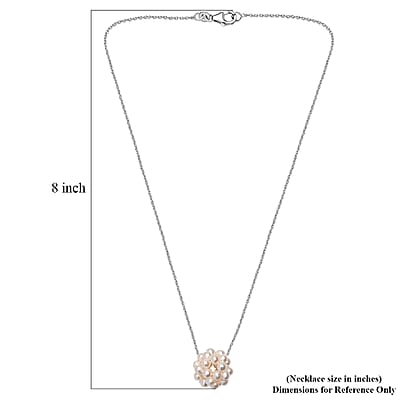 Freshwater Pearl Floral Necklace in Rhodium Over Sterling Silver 20 Inches