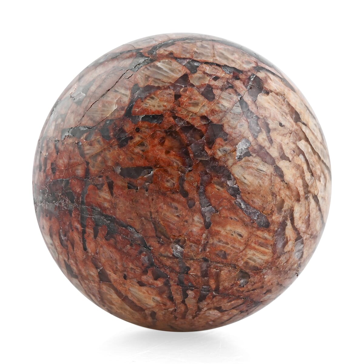 Orange Moonstone Sphere -S Approx 729ctw with Free Wood Stand 10 image number 1