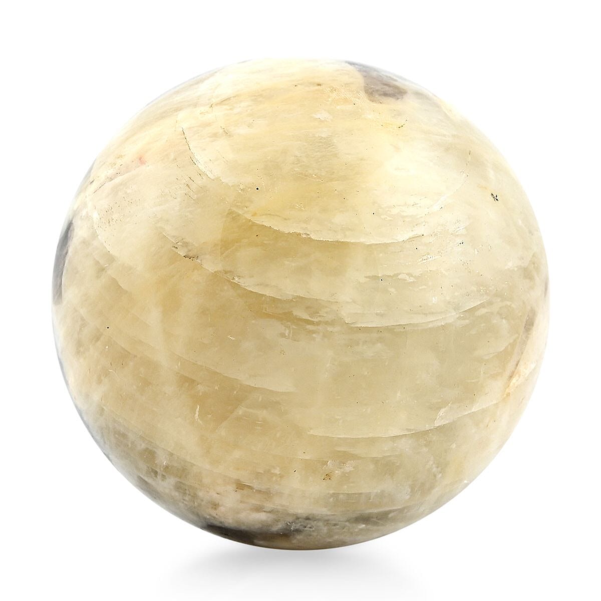 Microcline Yellow Sphere -M Approx 536.5ctw with Free Wood Stand 10 image number 1