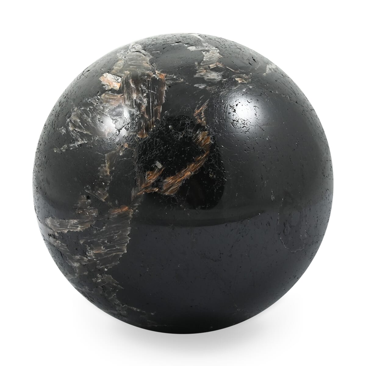 Tourmaline Black Sphere -L Approx 2267ctw with Free Wood Stand 10 image number 0