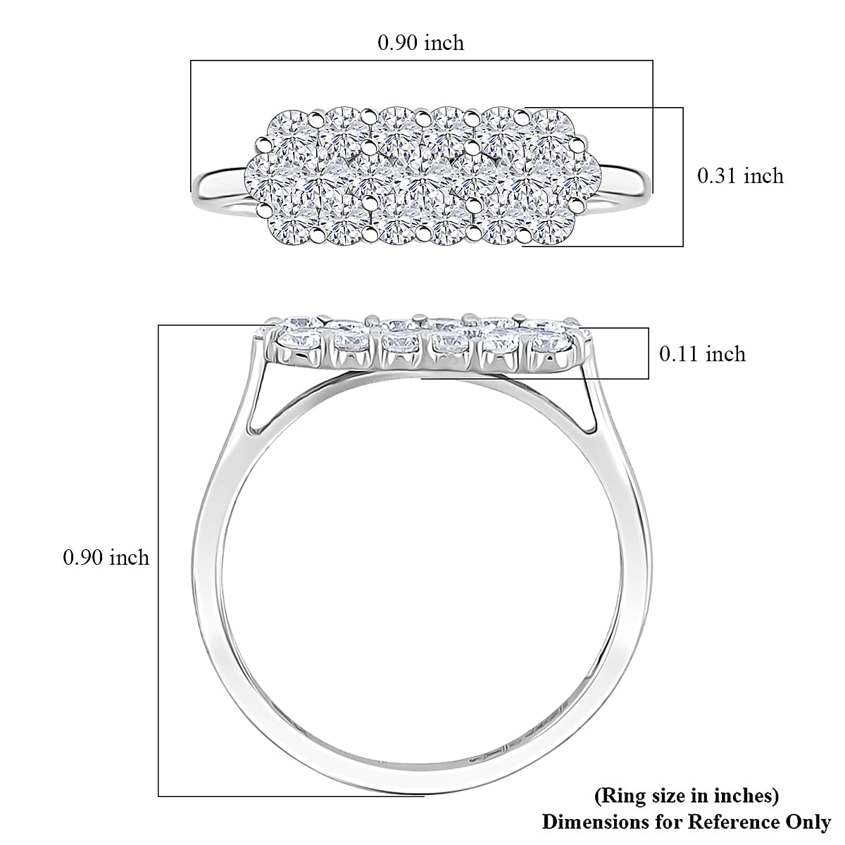 900 Platinum Diamond (G-H, SI) Ring (Size 11.0) 1.05 ctw image number 5