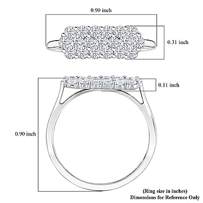 900 Platinum Diamond (G-H, SI) Ring (Size 5.0) 1.05 ctw