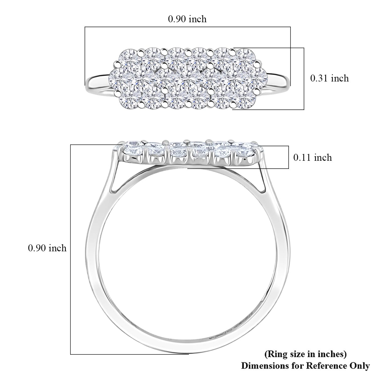 Diamond G-H SI 1.05 ctw Ring in 900 Platinum (Size 6.5) image number 5