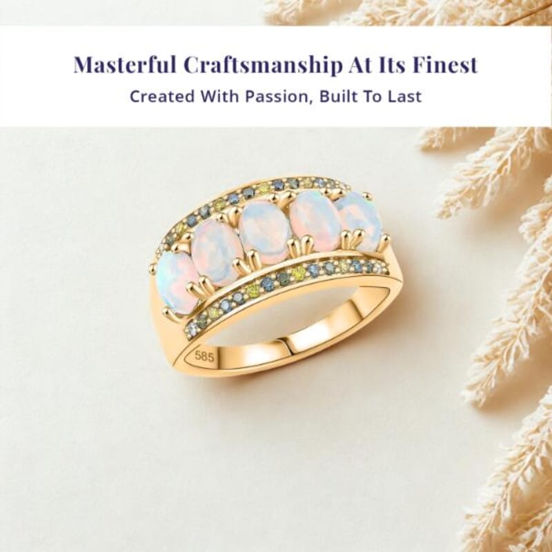 AAA Ethiopian Welo Opal and Multi Diamond 1.90 ctw Ring in 14K Yellow Gold (Size 10.0)