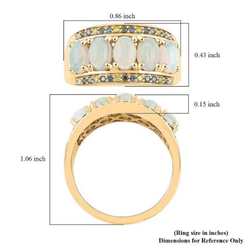 AAA Ethiopian Welo Opal and Multi Diamond 1.90 ctw Ring in 14K Yellow Gold (Size 10.0)