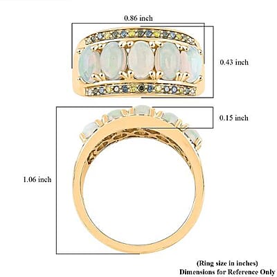Luxoro 14K Yellow Gold AAA Ethiopian Welo Opal, Multi Diamond (Natural & IR) (0.23 cts) Ring (Size 12.0) 1.90 ctw