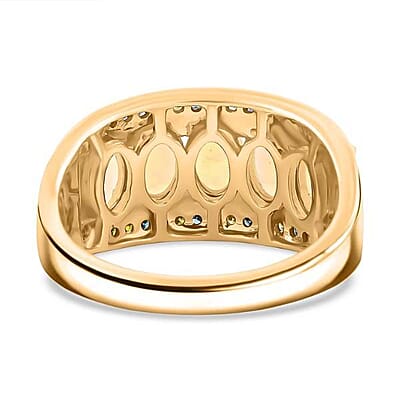 Luxoro 14K Yellow Gold AAA Ethiopian Welo Opal, Multi Diamond (Natural & IR) (0.23 cts) Ring (Size 12.0) 1.90 ctw
