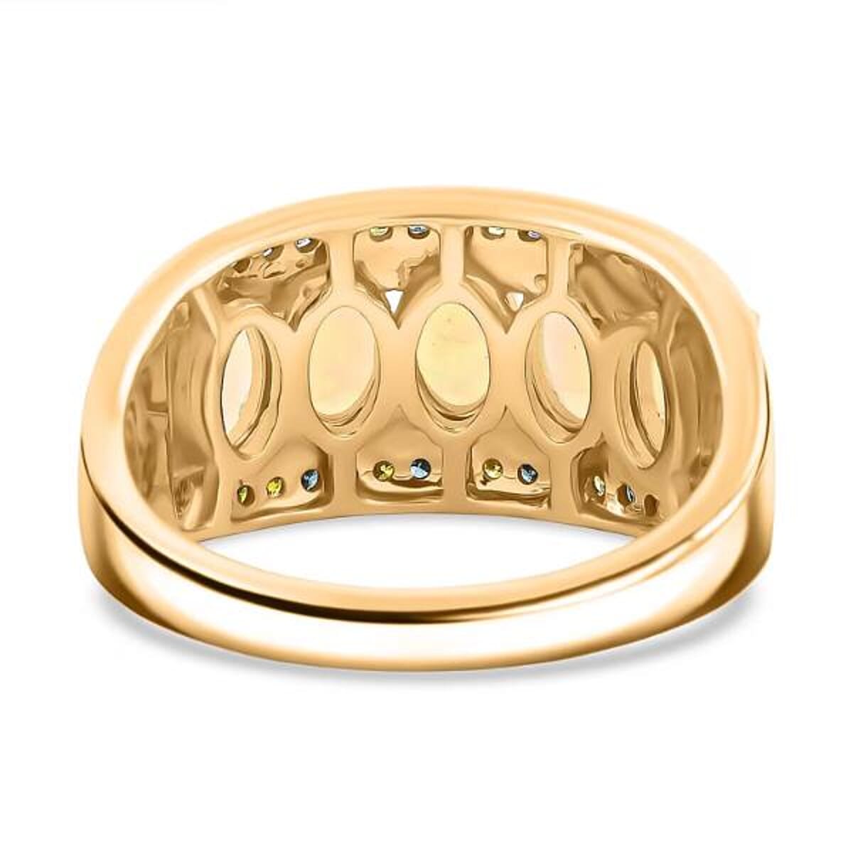AAA Ethiopian Welo Opal and Multi Diamond 1.90 ctw Ring in 14K Yellow Gold (Size 8.0) image number 6