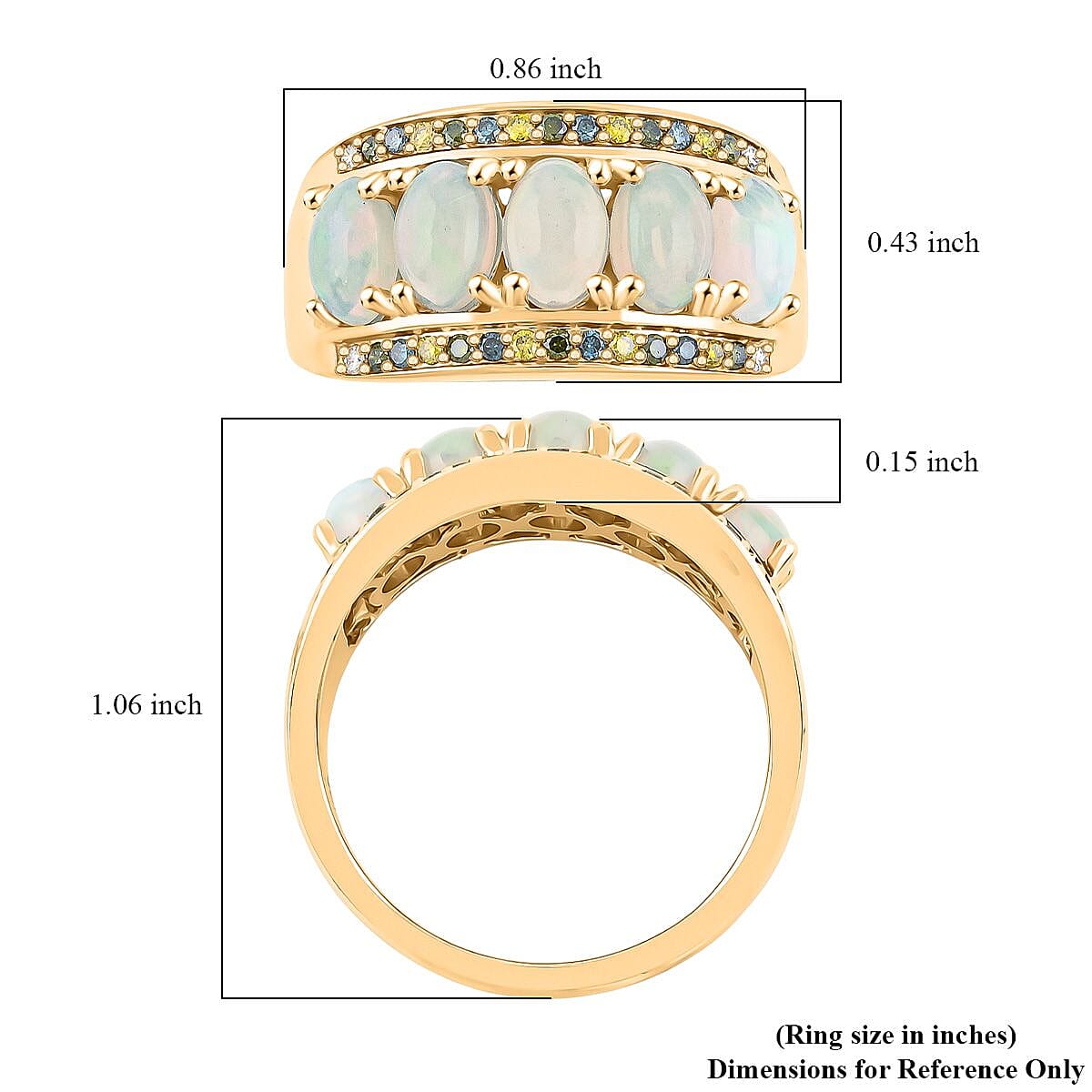 Luxoro 14K Yellow Gold AAA Ethiopian Welo Opal, Multi Diamond (Natural & IR) (0.23 cts) Ring (Size 9.0) 1.90 ctw image number 5