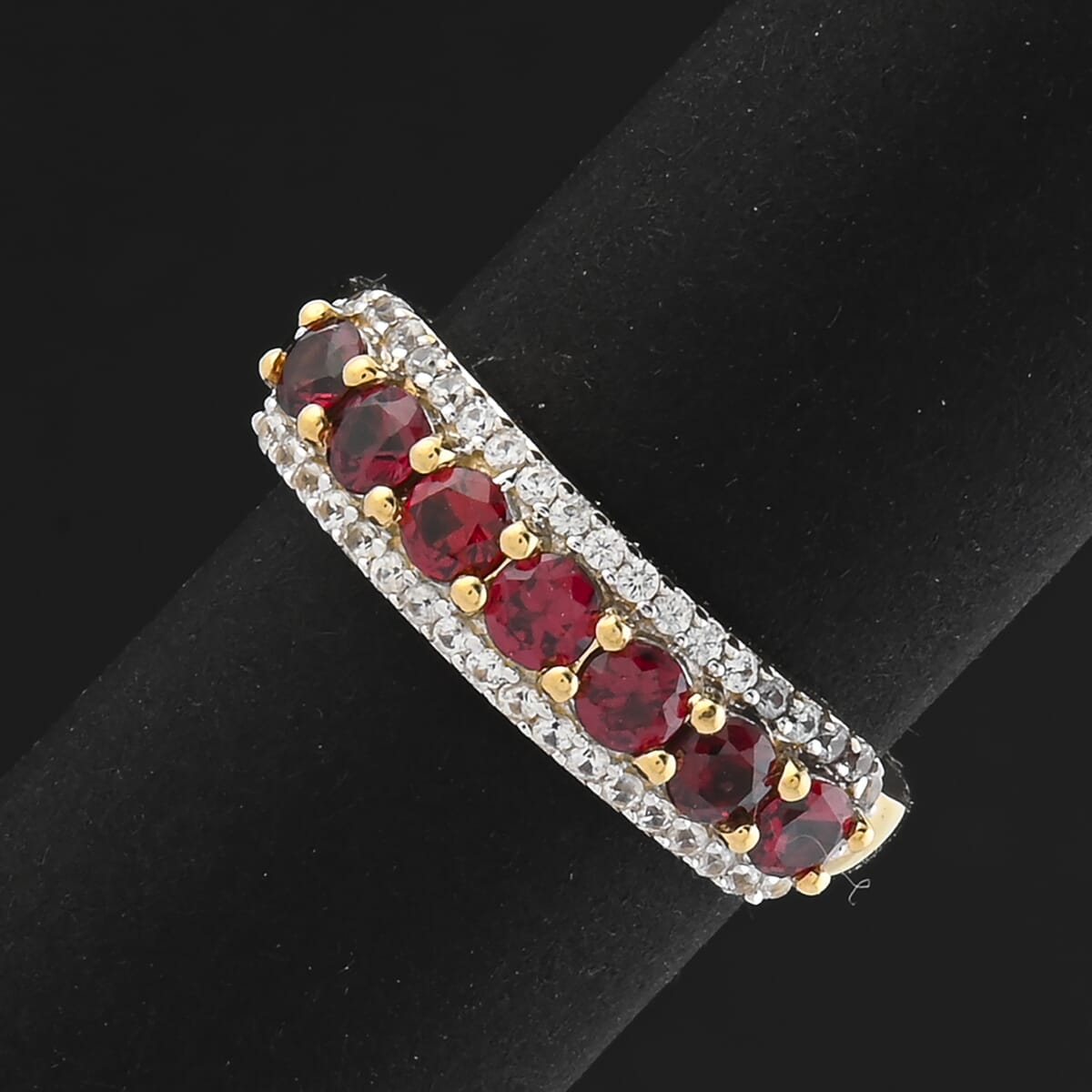 14K Yellow Gold AAA Kuh-i-Lal Red Spinel, White Zircon Ring (Size 10.0) 1.20 ctw image number 1