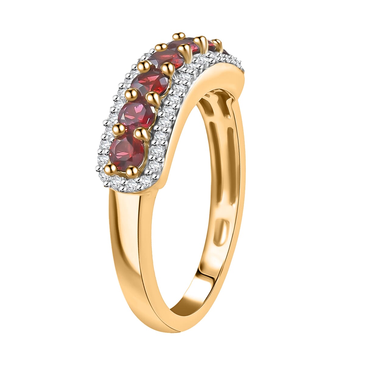 14K Yellow Gold AAA Kuh-i-Lal Red Spinel, White Zircon Ring (Size 10.0) 1.20 ctw image number 3