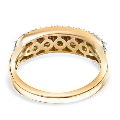 Luxoro AAA Red Spinel and White Zircon 1.20 ctw Ring in 14K Yellow Gold (Size 10.0)