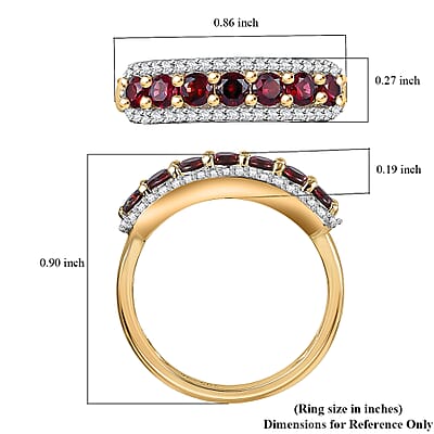 Luxoro AAA Red Spinel and White Zircon 1.20 ctw Ring in 14K Yellow Gold (Size 10.0)