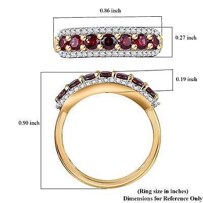 14K Yellow Gold AAA Red Spinel, White Zircon Ring (Size 5.0) 1.20 ctw