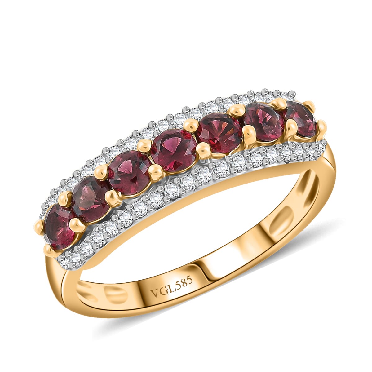 AAA Red Spinel and White Zircon 1.20 ctw Ring in 14K Yellow Gold (Size 6.5) image number 0