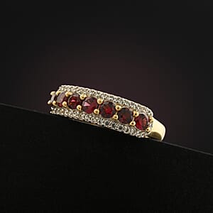 AAA Red Spinel and White Zircon 1.20 ctw Ring in 14K Yellow Gold (Size 6.5)