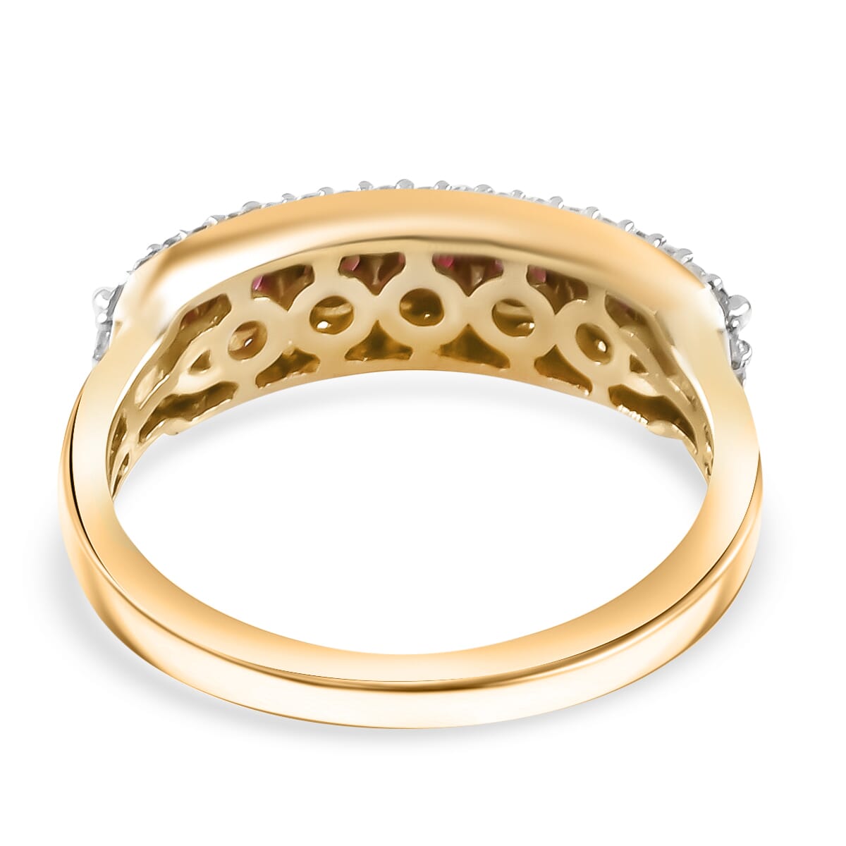 AAA Red Spinel and White Zircon 1.20 ctw Ring in 14K Yellow Gold (Size 6.5) image number 4