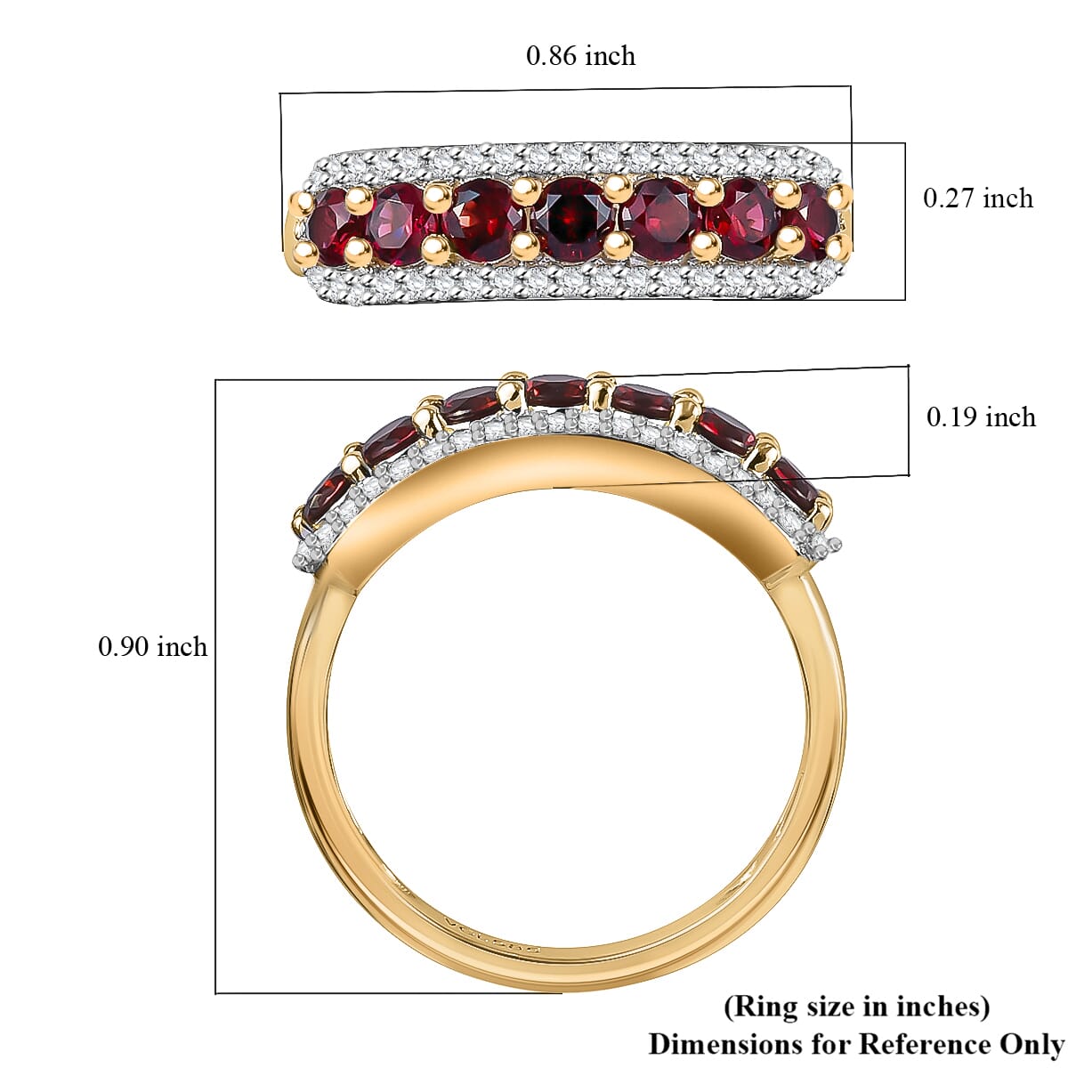 AAA Red Spinel and White Zircon 1.20 ctw Ring in 14K Yellow Gold (Size 6.5) image number 5