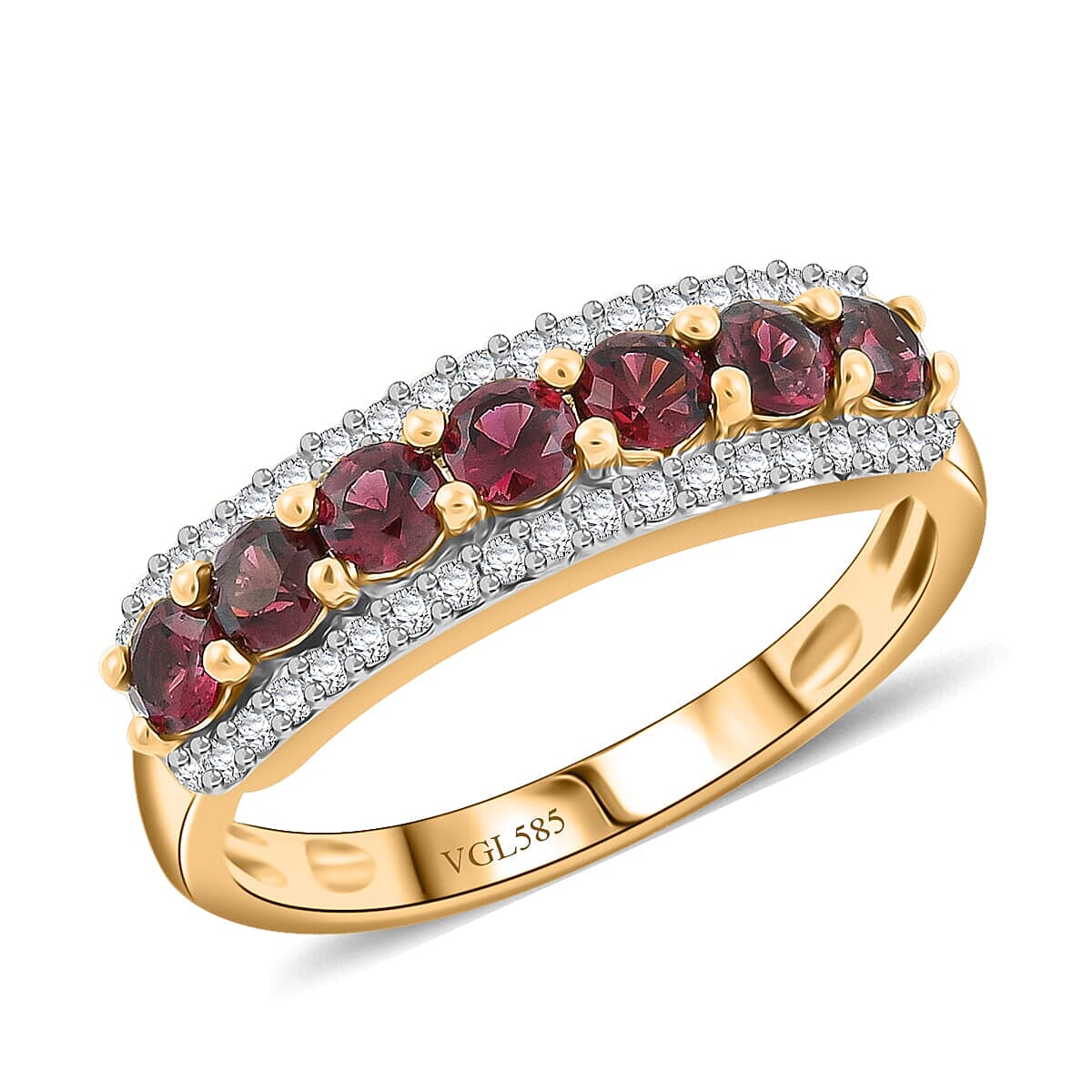 14K Yellow Gold AAA Red Spinel, White Zircon Ring (Size 7.5) 1.20 ctw image number 0
