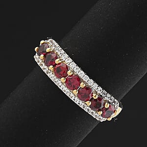 AAA Red Spinel and White Zircon 1.20 ctw Ring in 14K Yellow Gold (Size 8.0) 