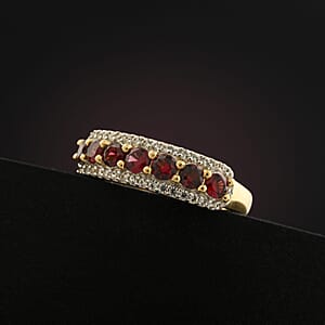 14K Yellow Gold AAA Red Spinel, White Zircon Ring (Size 8.5) 1.20 ctw
