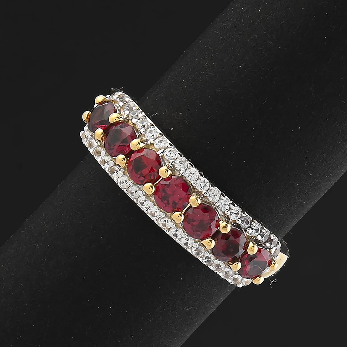 Luxoro AAA Red Spinel and White Zircon 1.20 ctw Ring in 14K Yellow Gold (Size 9.0) image number 1