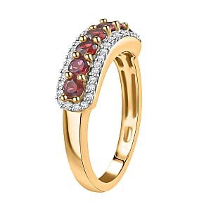 Luxoro AAA Red Spinel and White Zircon 1.20 ctw Ring in 14K Yellow Gold (Size 9.0)