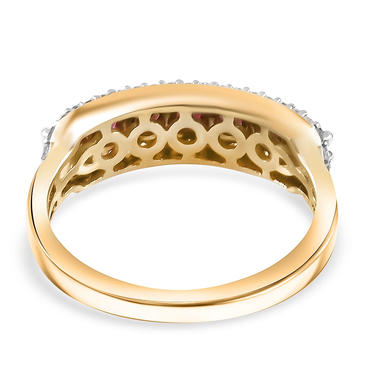 Luxoro AAA Red Spinel and White Zircon 1.20 ctw Ring in 14K Yellow Gold (Size 9.0) image number 4