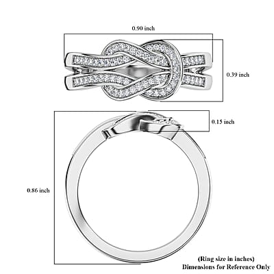D'Joy Diamond 0.25 ctw Granny Knot Ring in Rhodium Over Sterling Silver (Size 10.0)