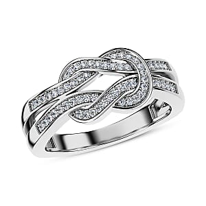D'Joy Diamond 0.25 ctw Granny Knot Ring in Rhodium Over Sterling Silver (Size 6.0)