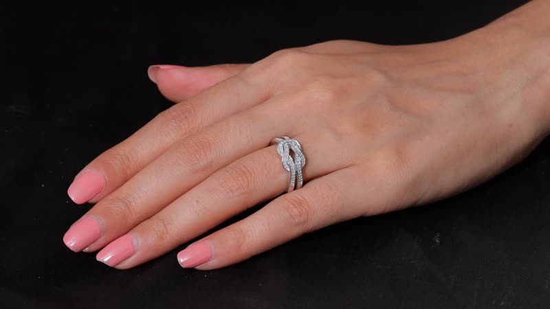 D'Joy White Diamond Fancy Ring in Rhodium Over Sterling Silver (Size 10.0) 0.25 ctw