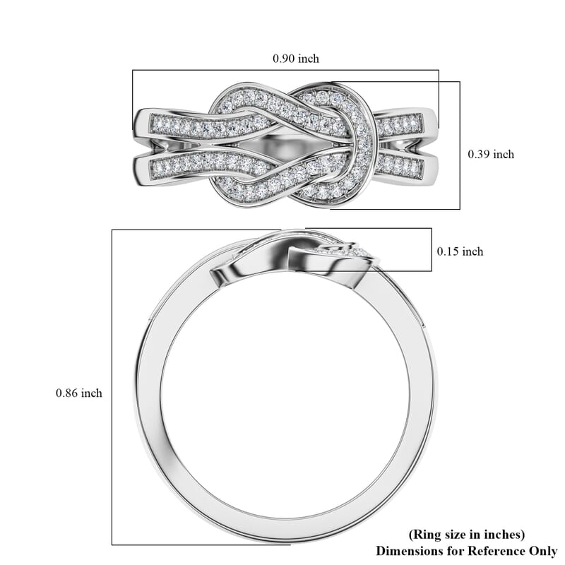 D'Joy Diamond 0.25 ctw Granny Knot Ring in Rhodium Over Sterling Silver (Size 6.0)