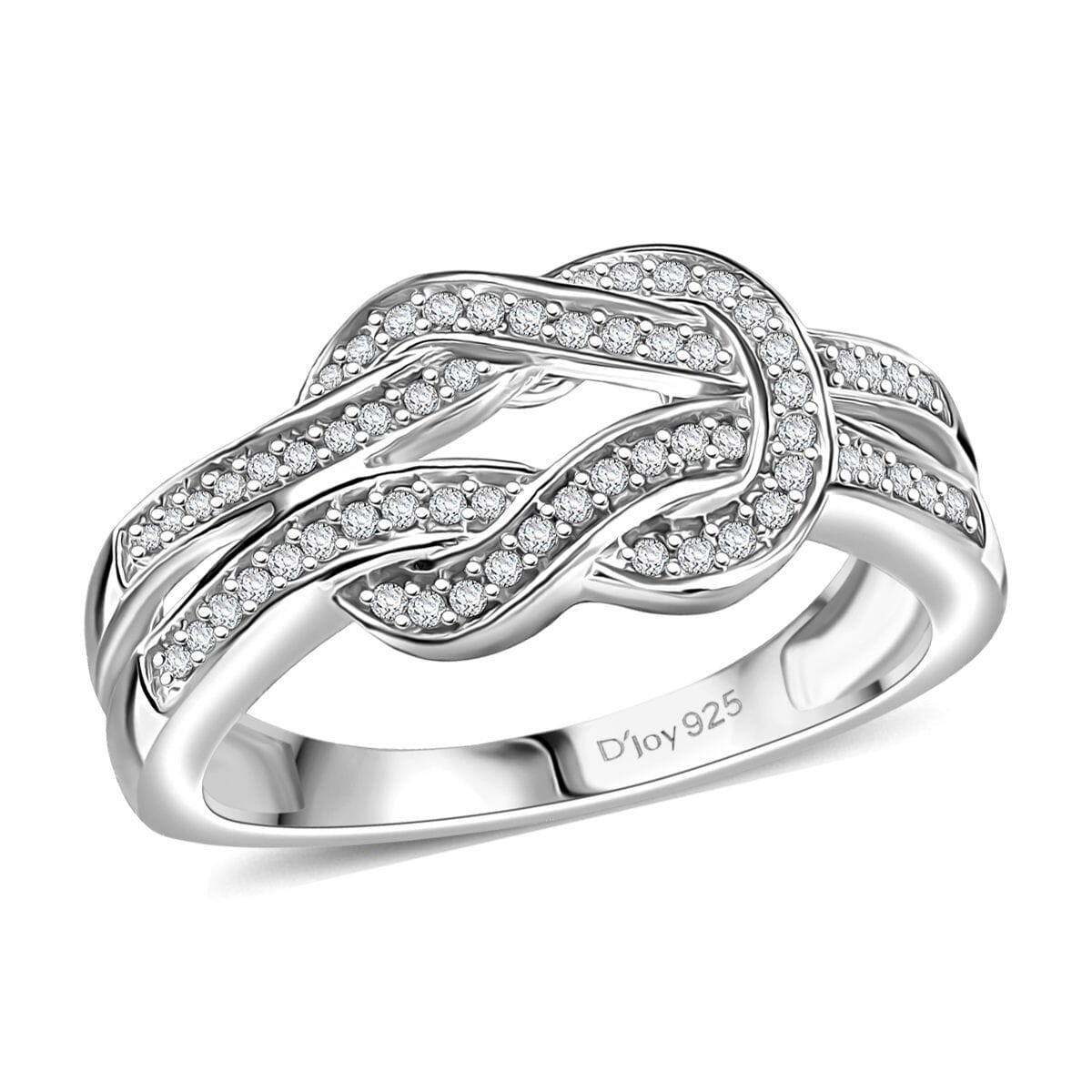 D'Joy Diamond 0.25 ctw Granny Knot Ring in Rhodium Over Sterling Silver (Size 9.0) image number 0