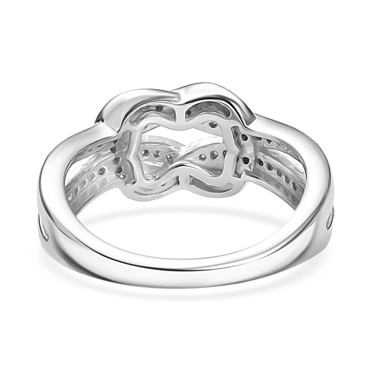 D'Joy Diamond 0.25 ctw Granny Knot Ring in Rhodium Over Sterling Silver (Size 9.0) image number 4